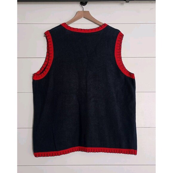 Vtg Carolina Colour Flag Sweater Vest Cardigan Americana Patriotic 18/20 2X July - Picture 3 of 9